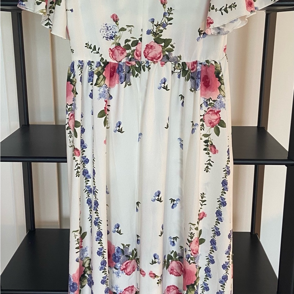 2 for 10$ ☀️Floral Print Mock neck Dress with Ruffled Sleeves - Picture 9 of 10